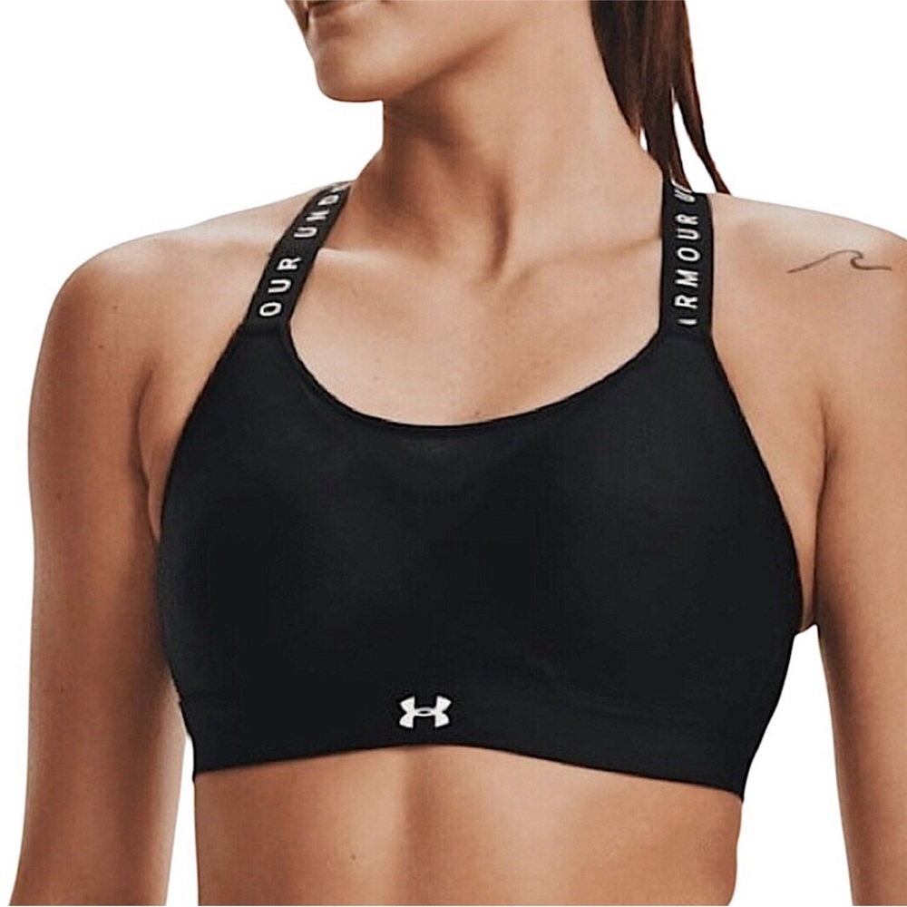 Under Armour Black White Infinity‎ Cross-Back Padded High Impact Sports Bra SM/P